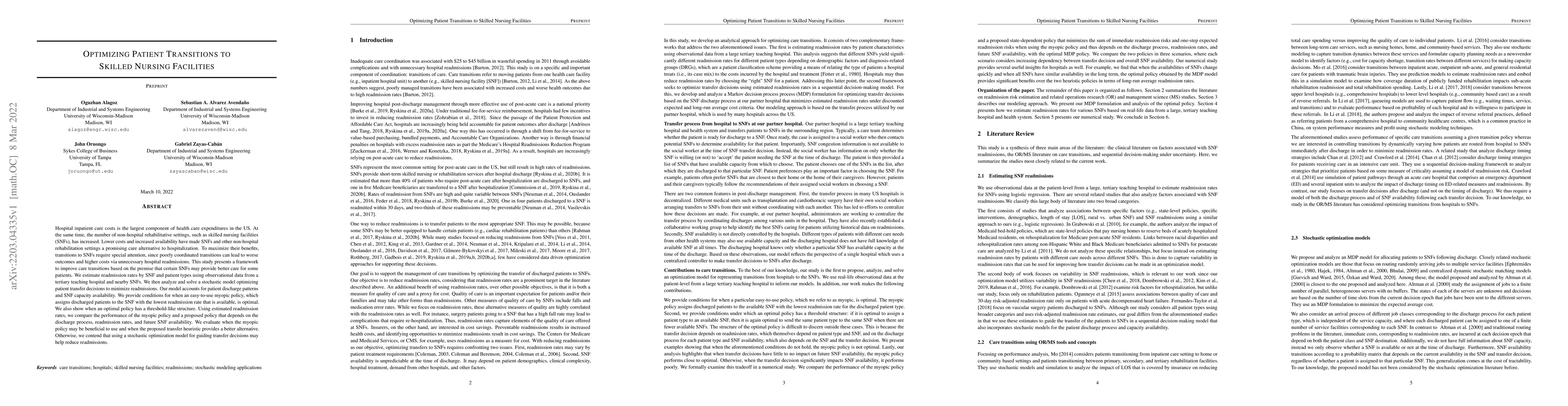 Thumbnail for Optimizing Patient Transitions to Skilled Nursing Facilities
