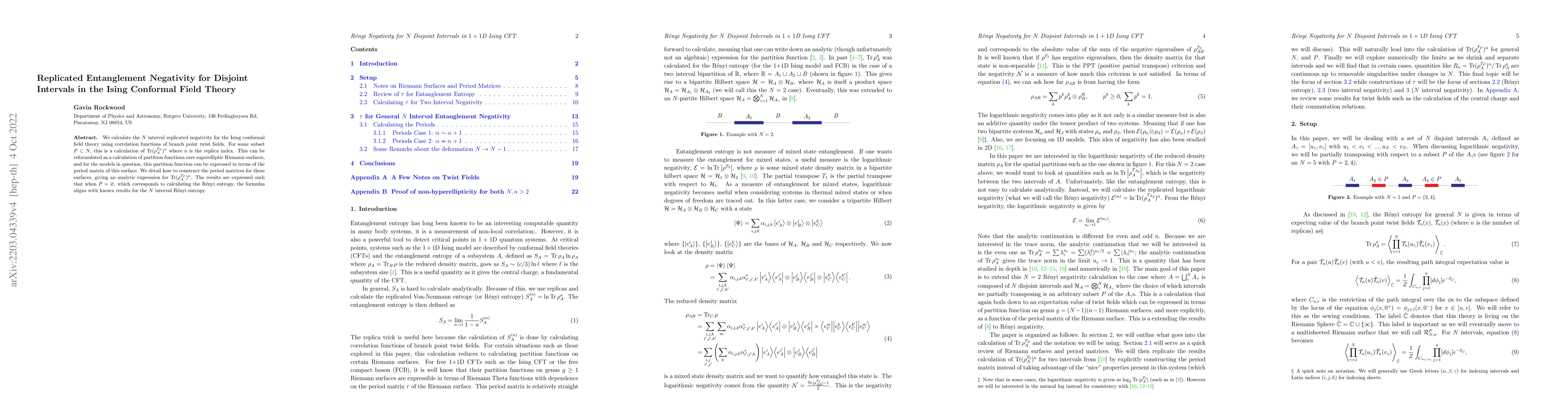 Thumbnail for Replicated Entanglement Negativity for Disjoint Intervals in the Ising
  and Free Compact Boson Conformal Field Theories