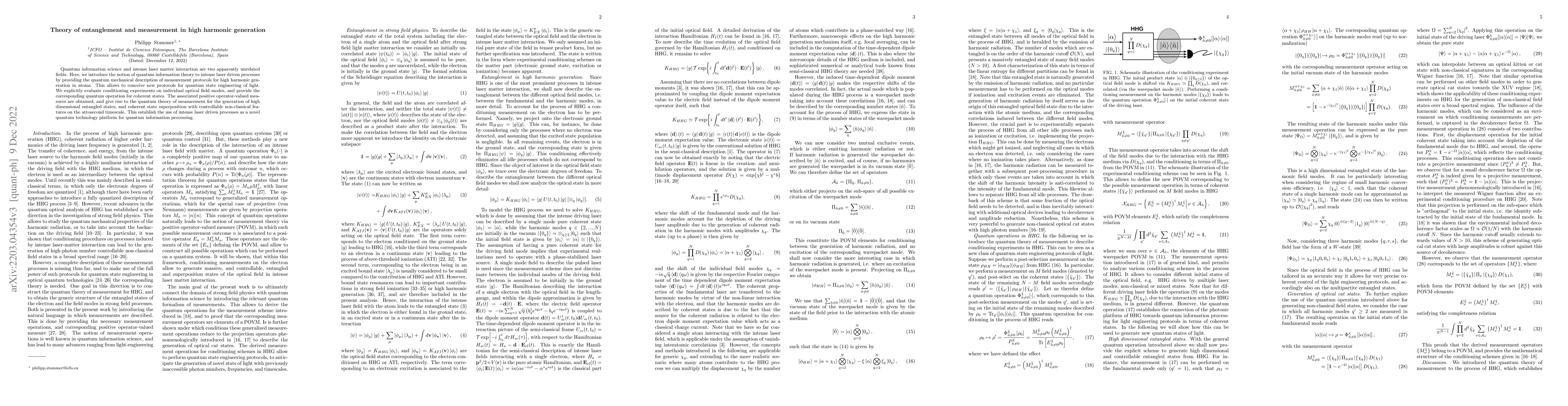 Thumbnail for Theory of entanglement and measurement in high harmonic generation