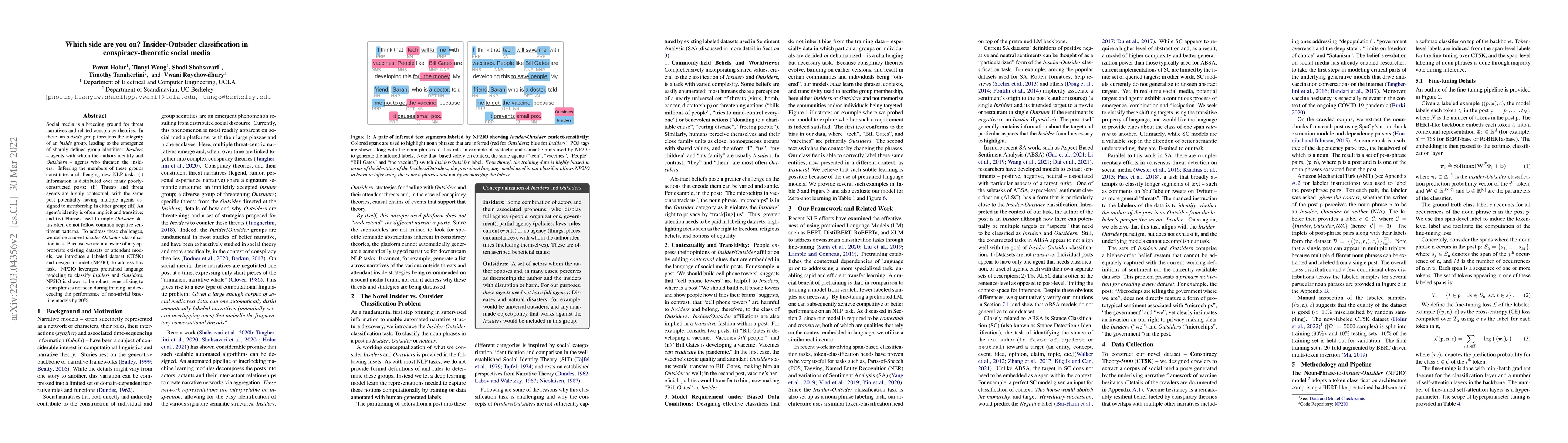 Thumbnail for Which side are you on? Insider-Outsider classification in
  conspiracy-theoretic social media