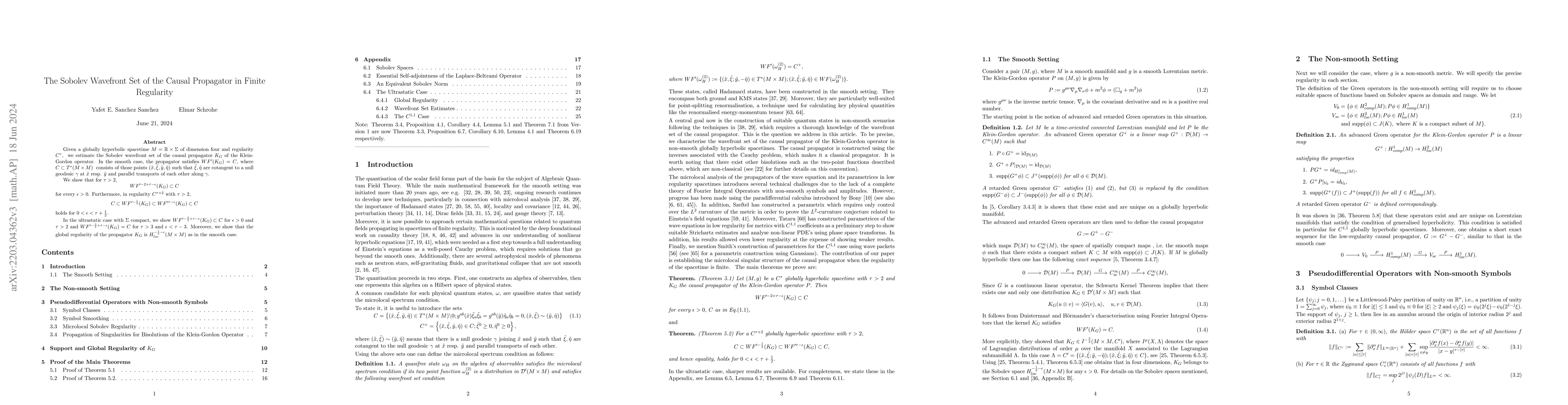 Thumbnail for The Sobolev Wavefront Set of the Causal Propagator in Finite Regularity