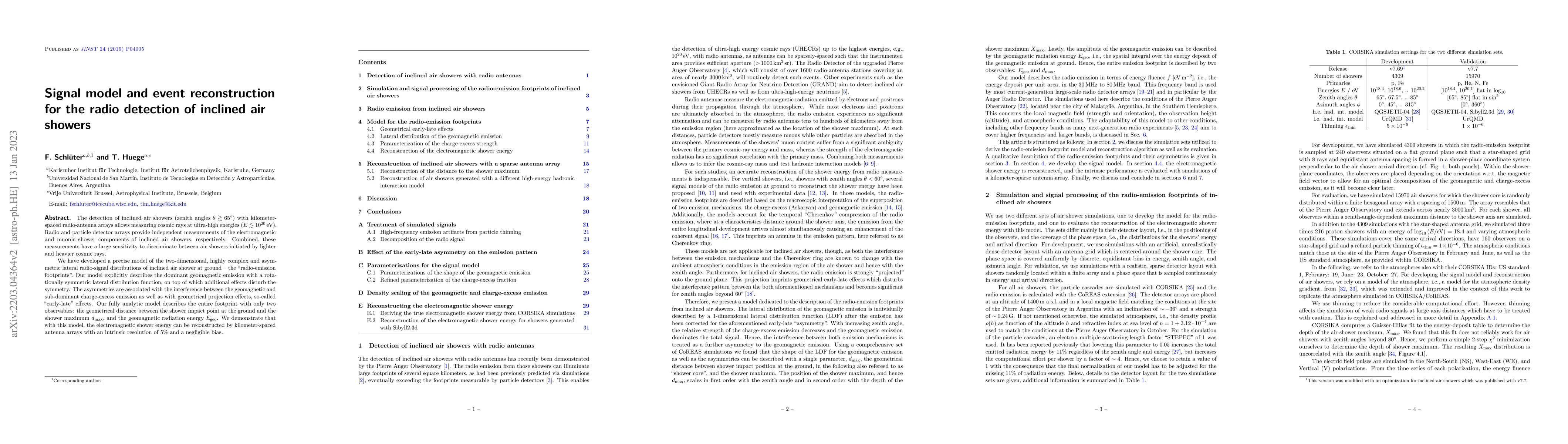 Thumbnail for Signal model and event reconstruction for the radio detection of
  inclined air showers