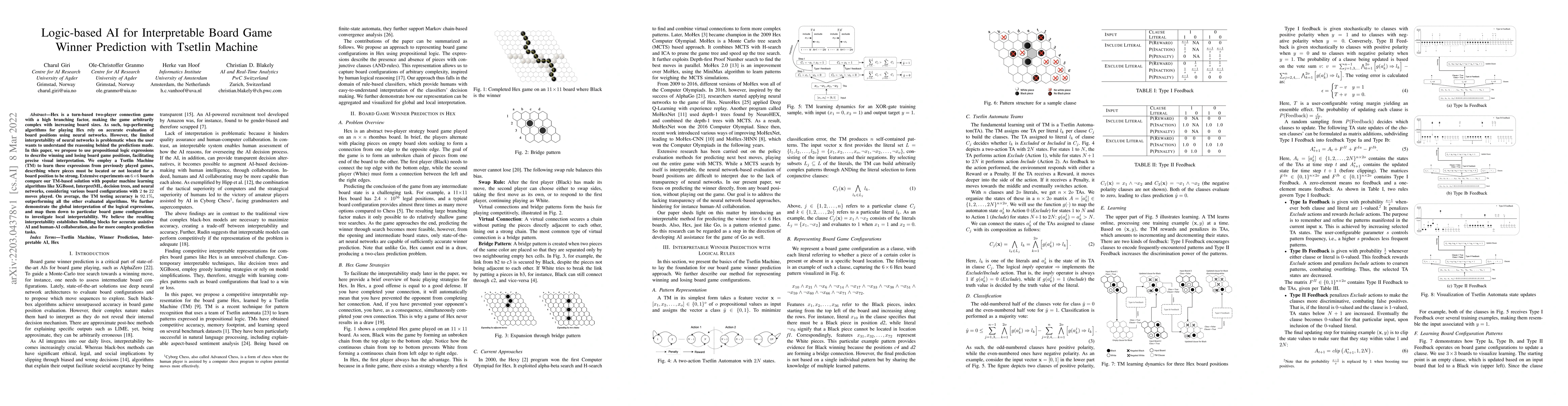 Thumbnail for Logic-based AI for Interpretable Board Game Winner Prediction with
  Tsetlin Machine