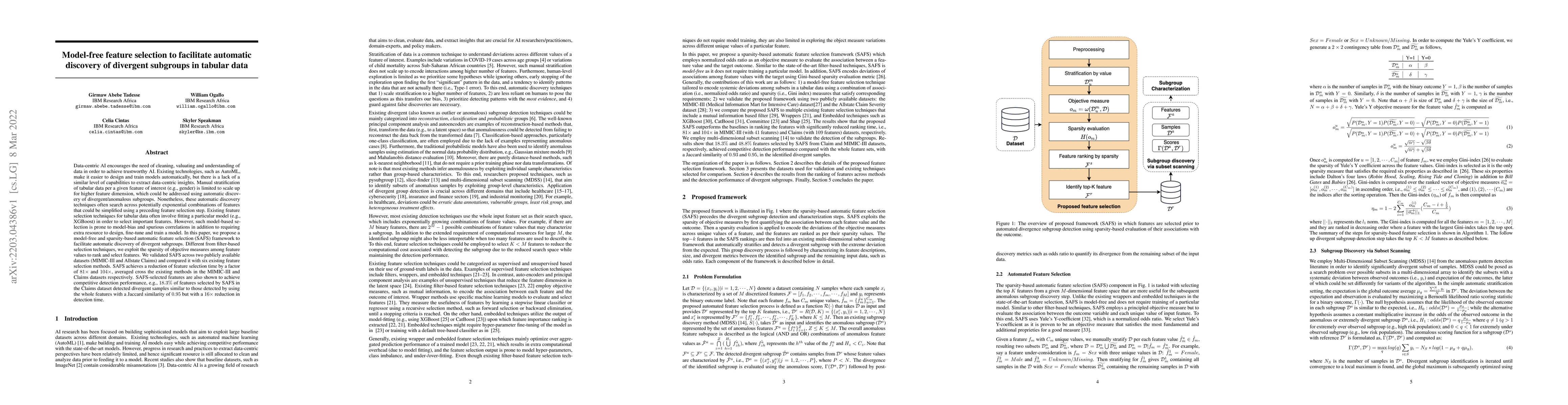 Thumbnail for Model-free feature selection to facilitate automatic discovery of
  divergent subgroups in tabular data