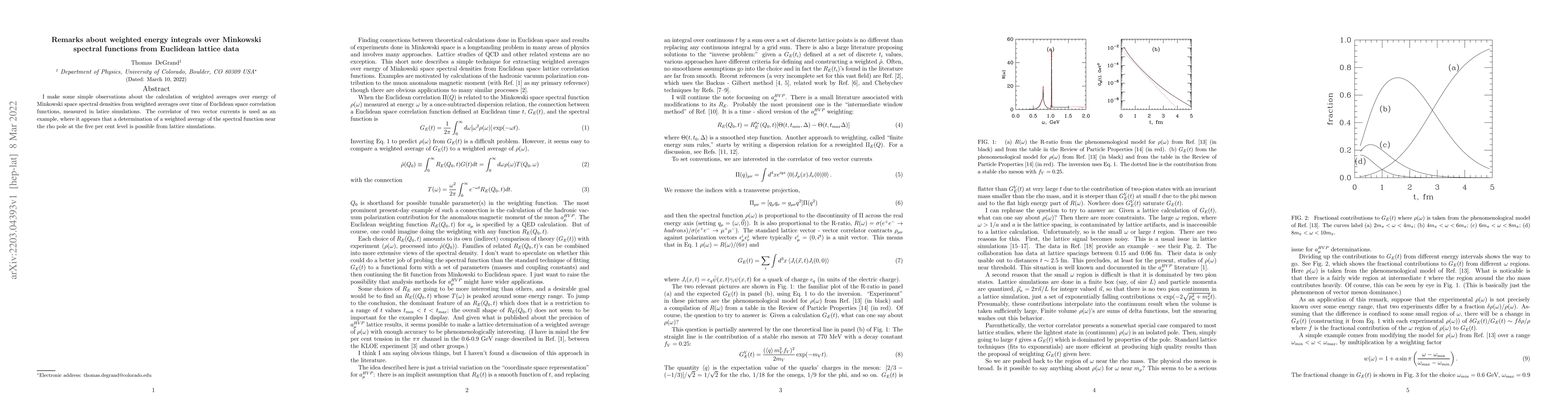 Thumbnail for Remarks about weighted energy integrals over Minkowski spectral
  functions from Euclidean lattice data