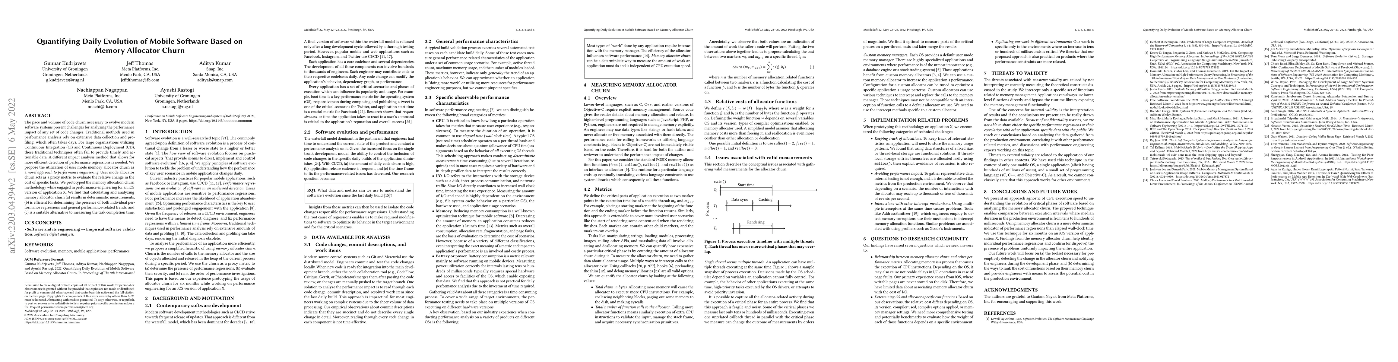 Thumbnail for Quantifying Daily Evolution of Mobile Software Based on Memory Allocator
  Churn