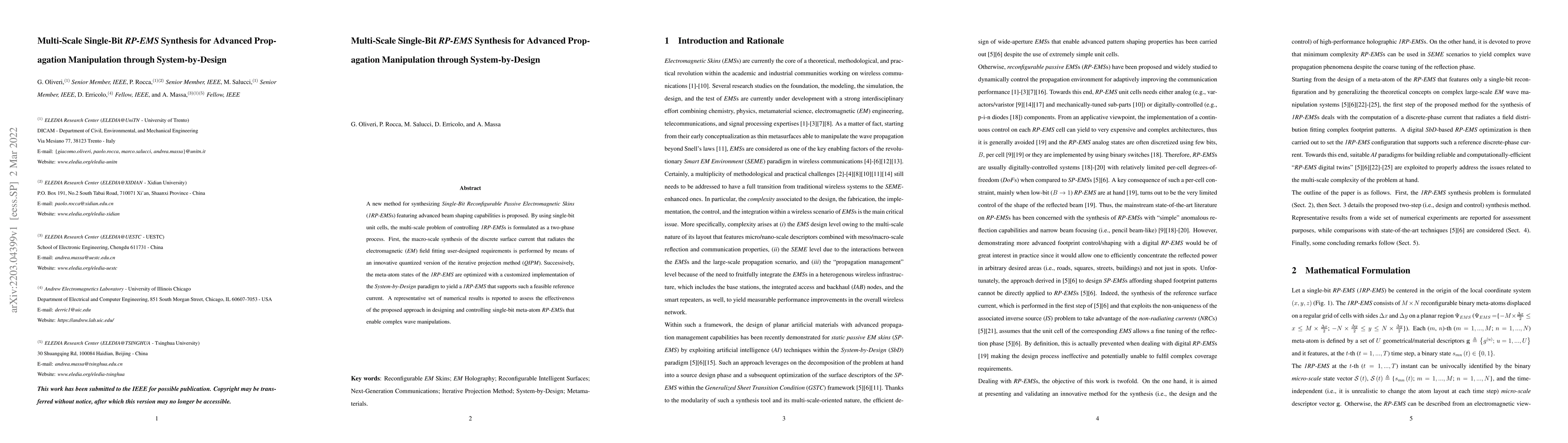 Thumbnail for Multi-Scale Single-Bit RP-EMS Synthesis for Advanced Propagation
  Manipulation through System-by-Design
