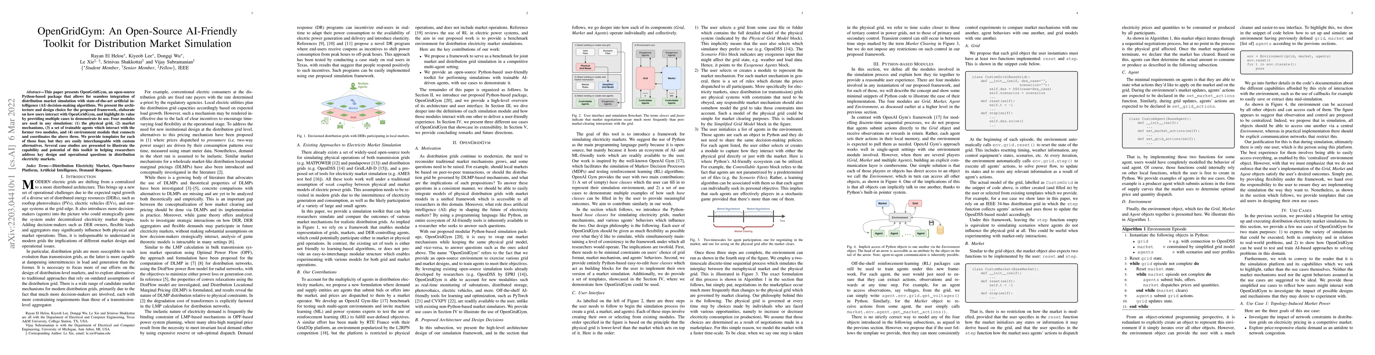 Thumbnail for OpenGridGym: An Open-Source AI-Friendly Toolkit for Distribution Market
  Simulation