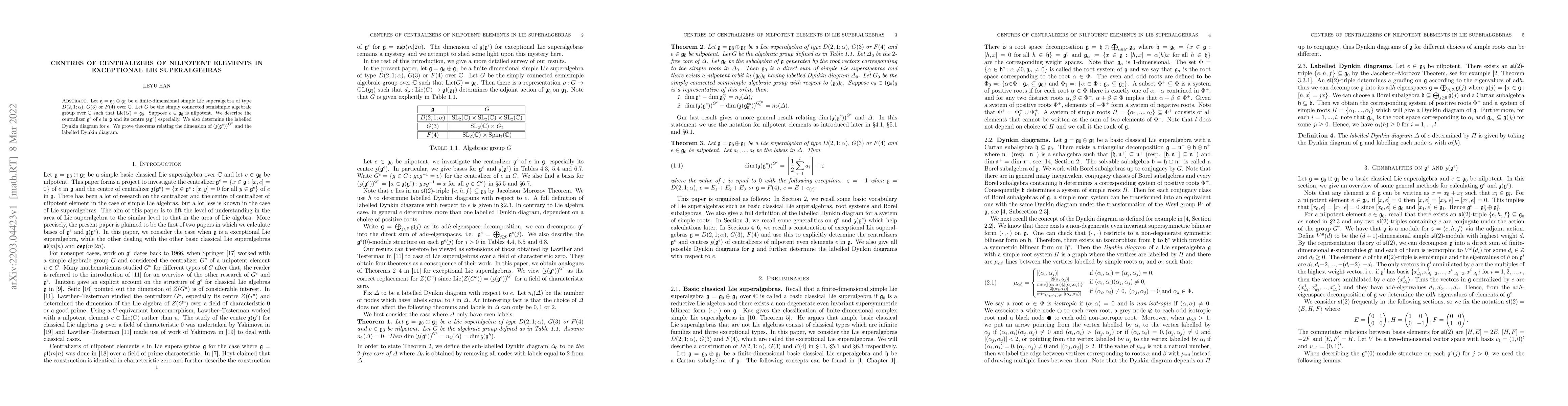 Thumbnail for Centers of centralizers of nilpotent elements in exceptional Lie
  superalgebras