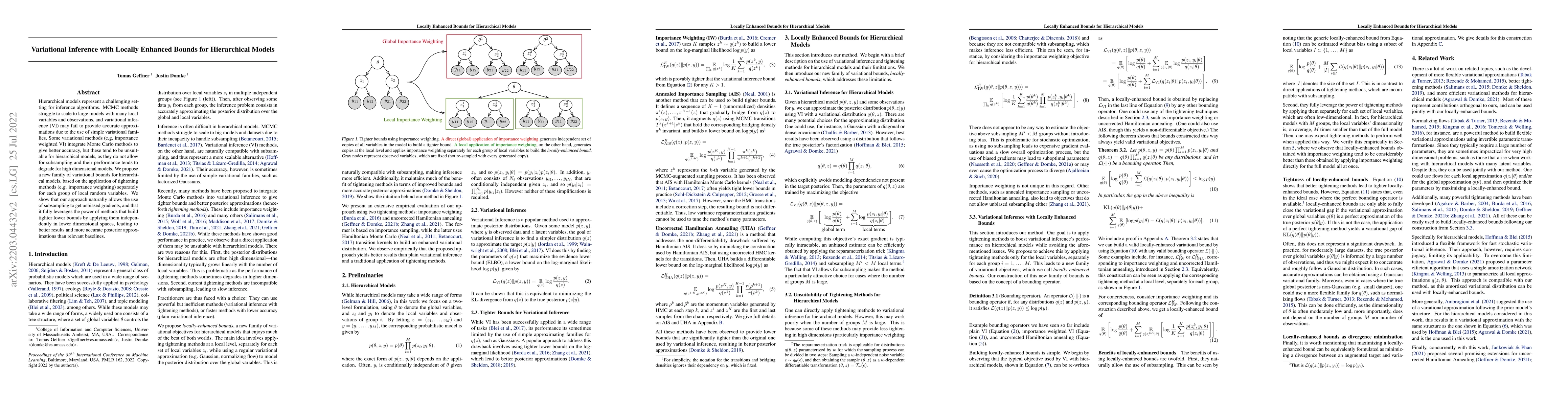Thumbnail for Variational Inference with Locally Enhanced Bounds for Hierarchical
  Models