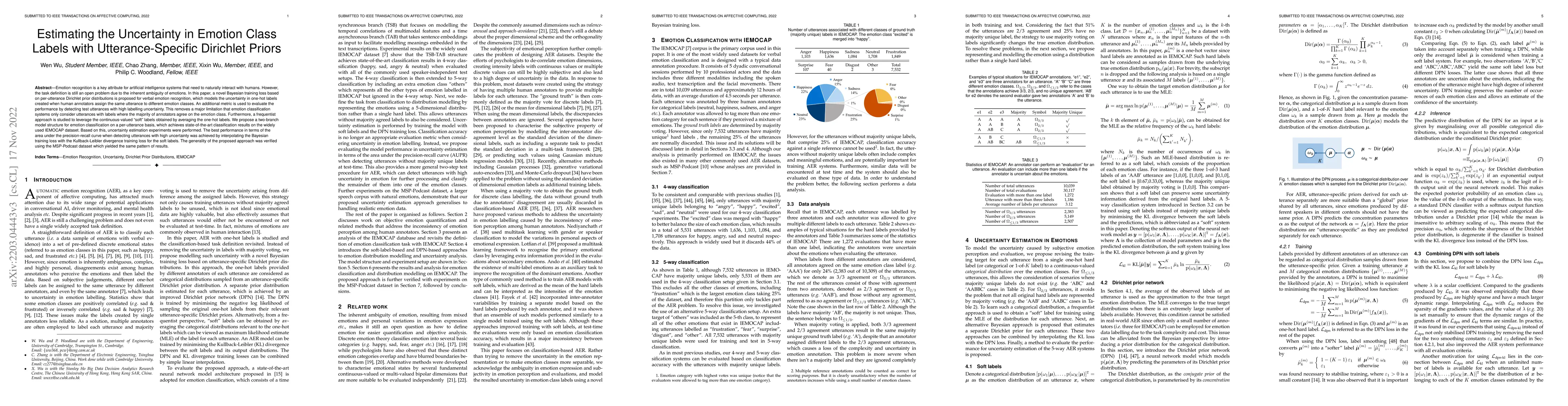Thumbnail for Estimating the Uncertainty in Emotion Class Labels with
  Utterance-Specific Dirichlet Priors