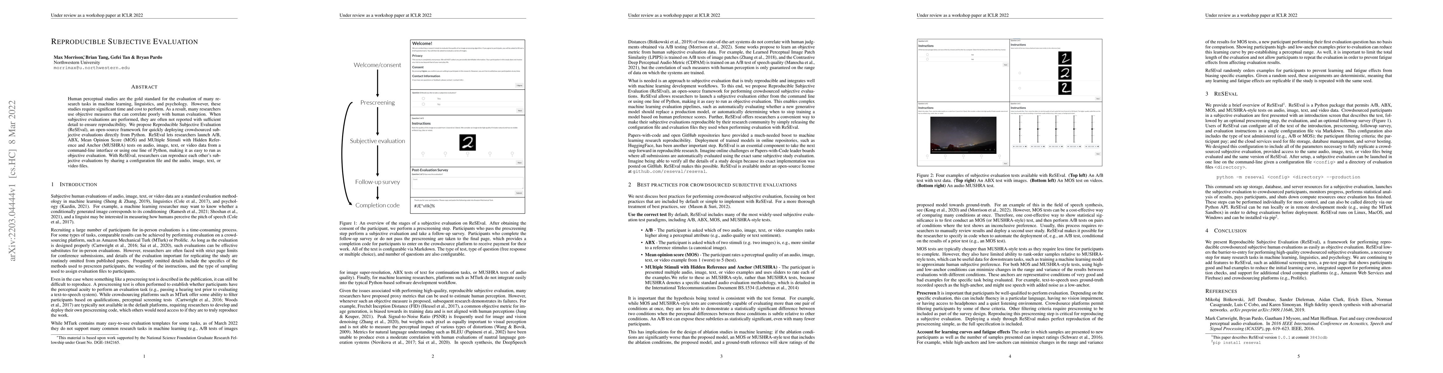 Thumbnail for Reproducible Subjective Evaluation