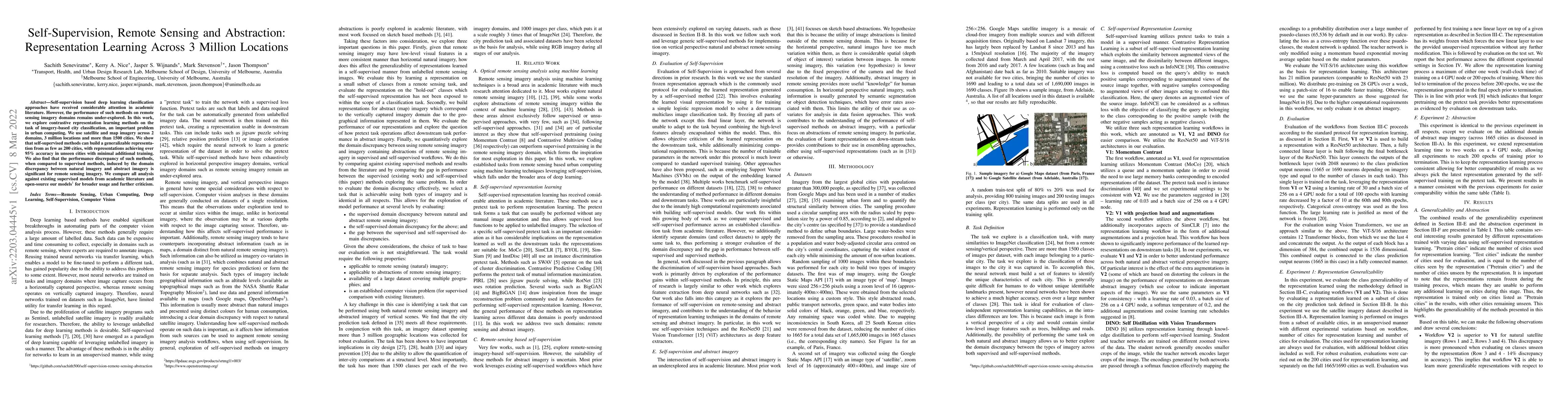 Thumbnail for Self-Supervision, Remote Sensing and Abstraction: Representation
  Learning Across 3 Million Locations