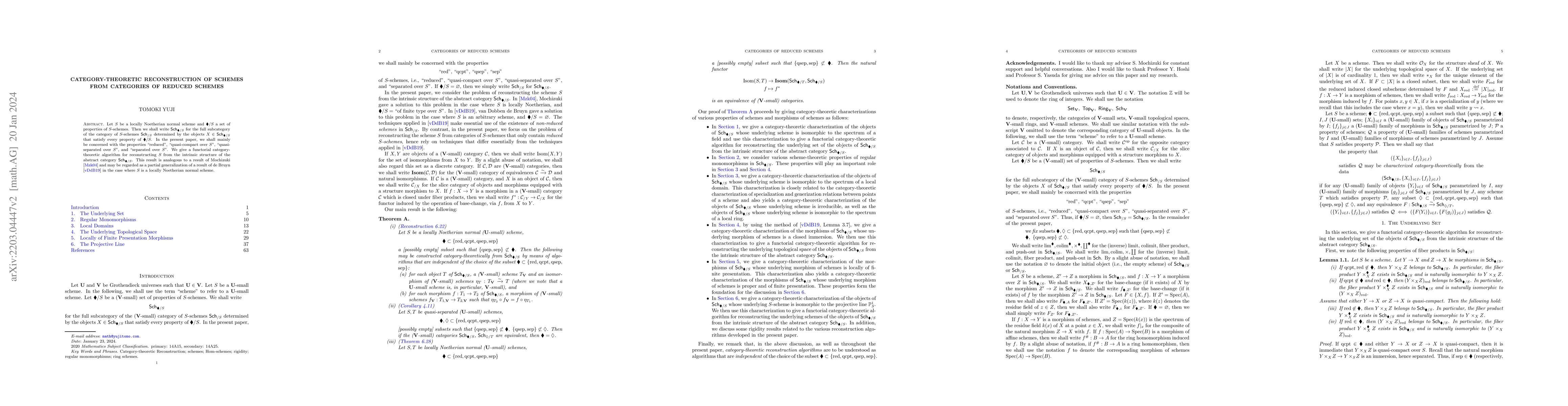 Thumbnail for Category-Theoretic Reconstruction of Schemes from Categories of Reduced
  Schemes