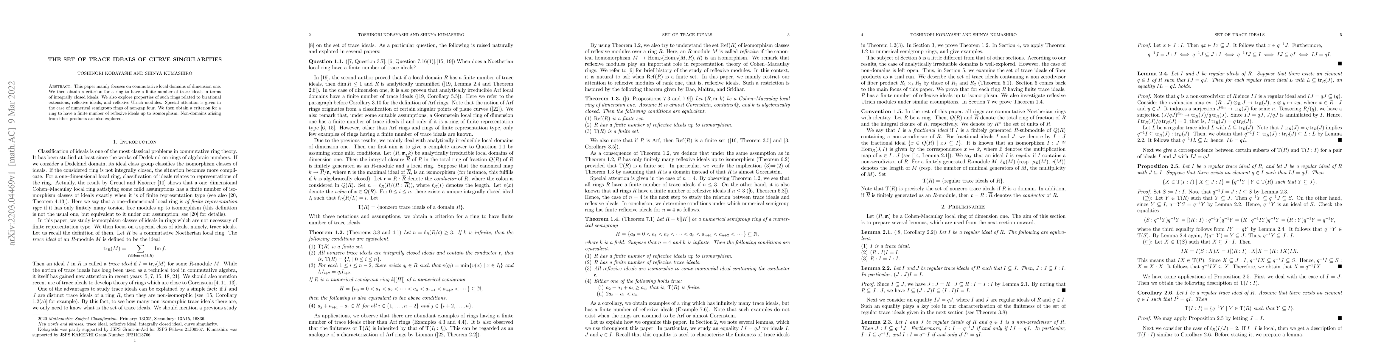 Thumbnail for The set of trace ideals of curve singularities