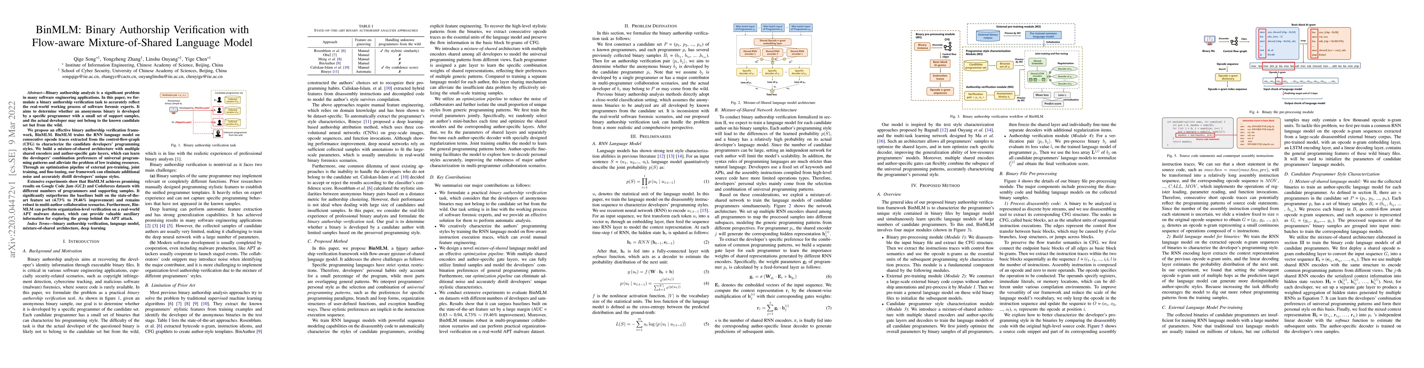 Thumbnail for BinMLM: Binary Authorship Verification with Flow-aware Mixture-of-Shared
  Language Model