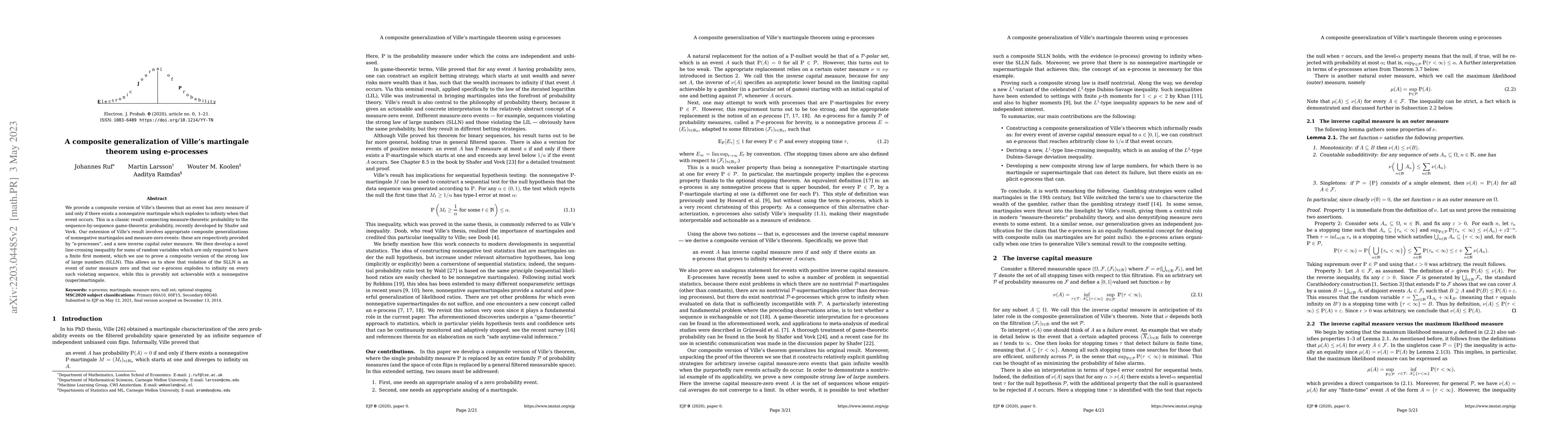 Thumbnail for A composite generalization of Ville's martingale theorem