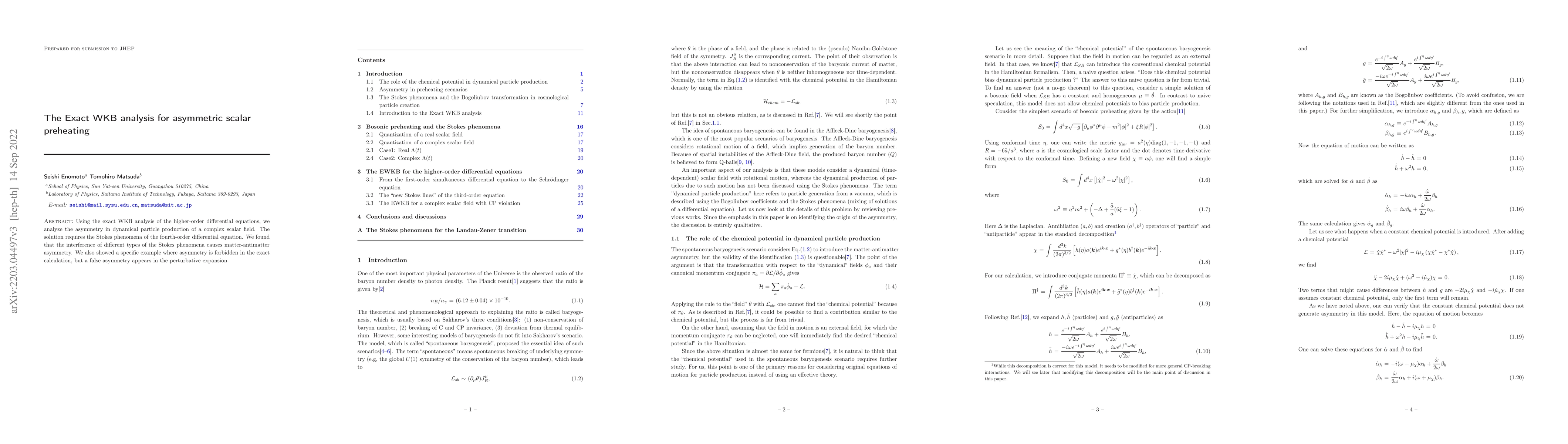 Thumbnail for The Exact WKB analysis for asymmetric scalar preheating