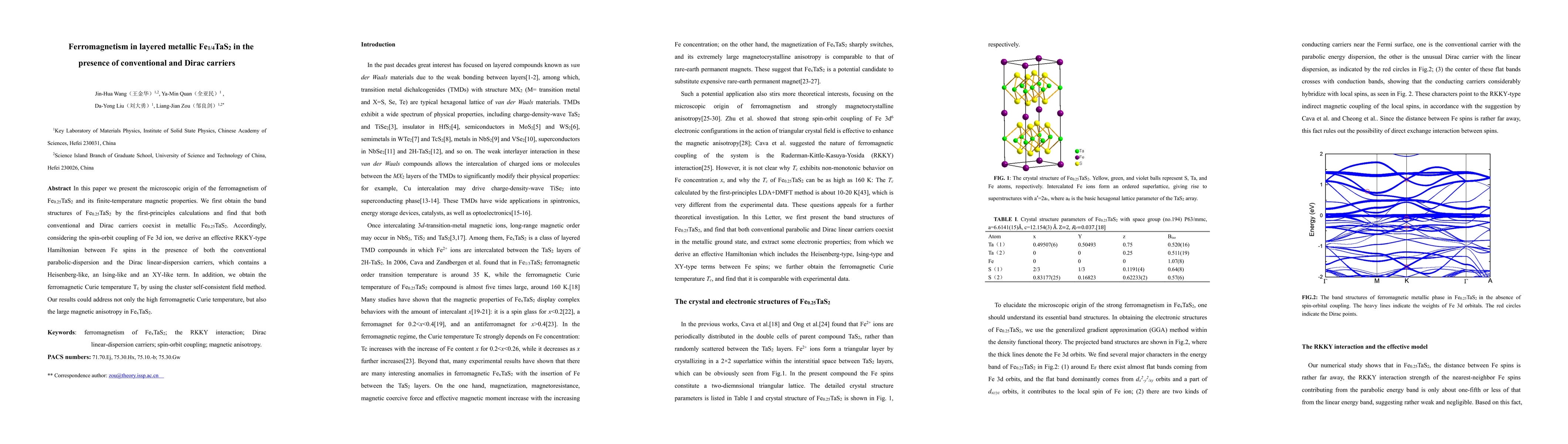 Thumbnail for Ferromagnetism in layered metallic Fe1/4TaS2 in the presence of
  conventional and Dirac carriers