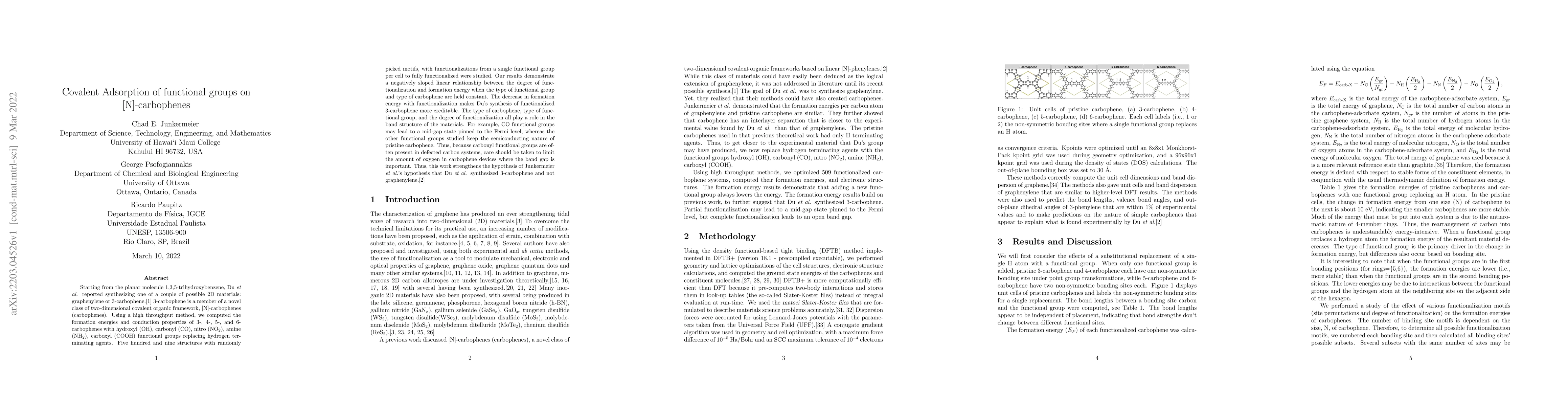 Thumbnail for Covalent Adsorption of functional groups on [N]-carbophenes
