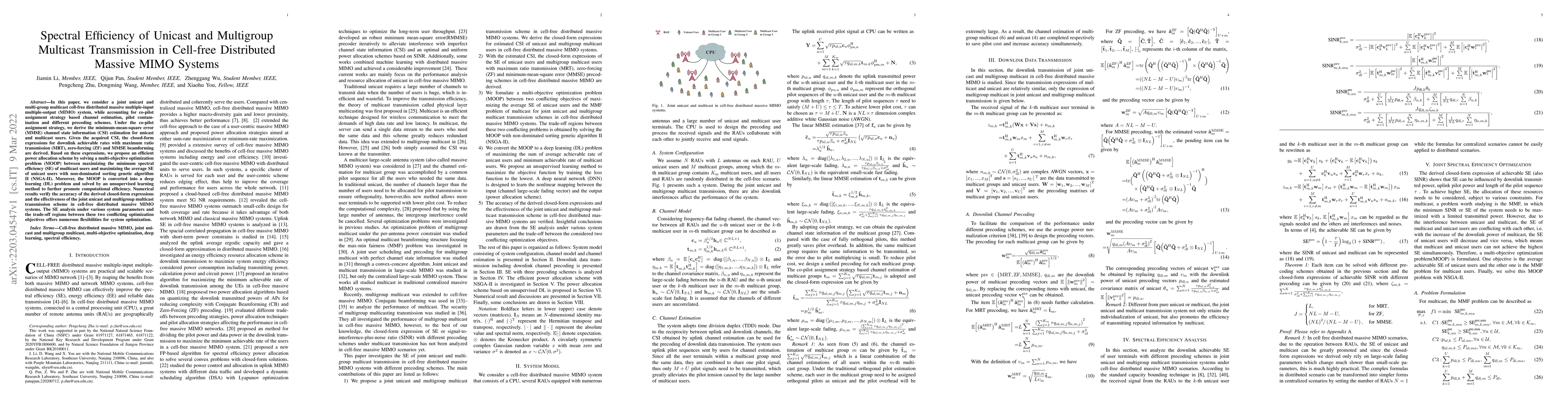Thumbnail for Spectral Efficiency of Unicast and Multigroup Multicast Transmission in
  Cell-free Distributed Massive MIMO Systems