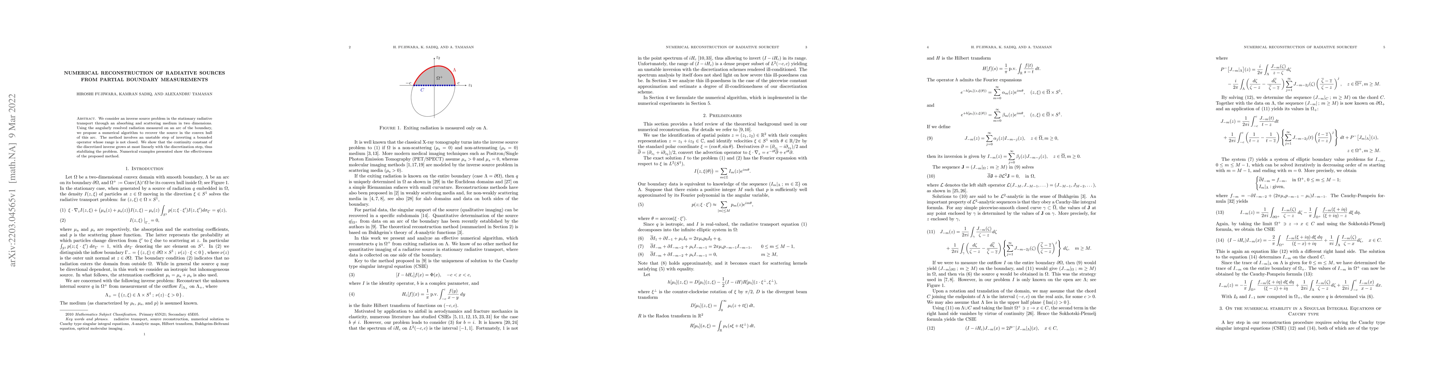 Thumbnail for Numerical reconstruction of radiative sources from partial boundary
  measurements