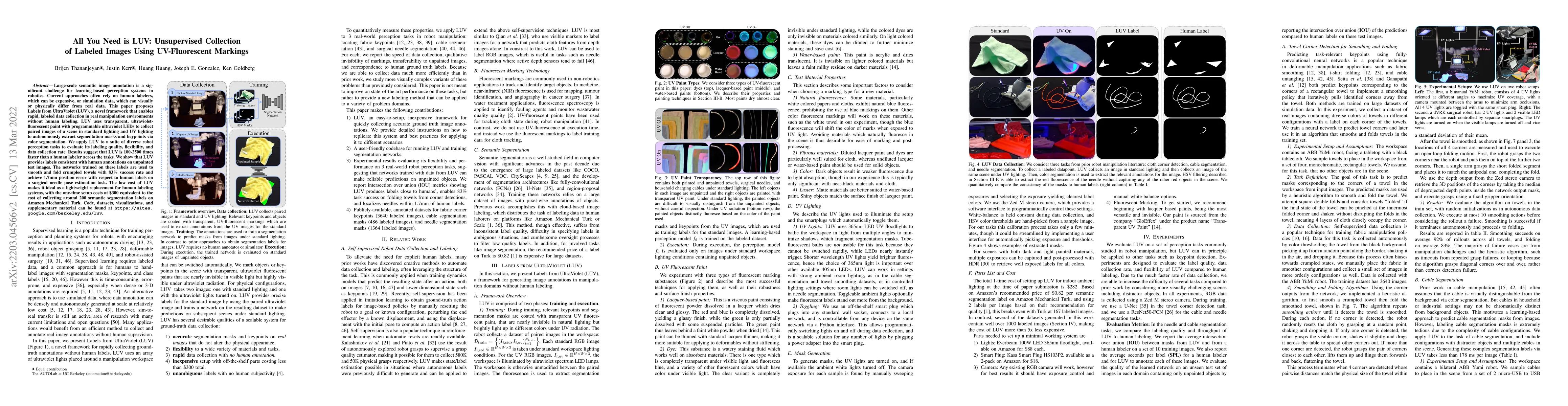 Thumbnail for All You Need is LUV: Unsupervised Collection of Labeled Images using
  Invisible UV Fluorescent Indicators