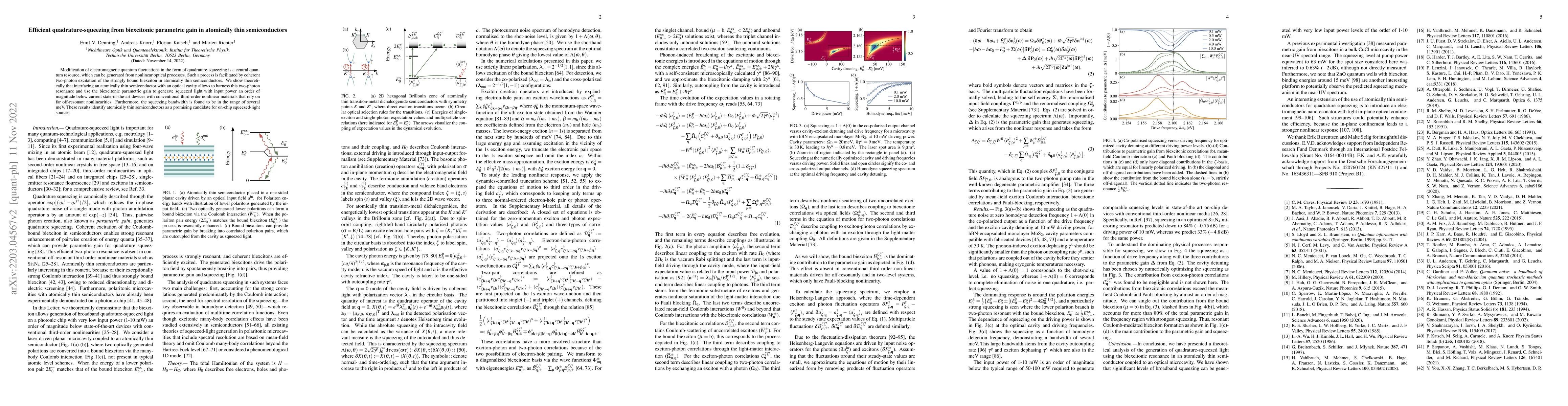 Thumbnail for Efficient quadrature-squeezing from biexcitonic parametric gain in
  atomically thin semiconductors