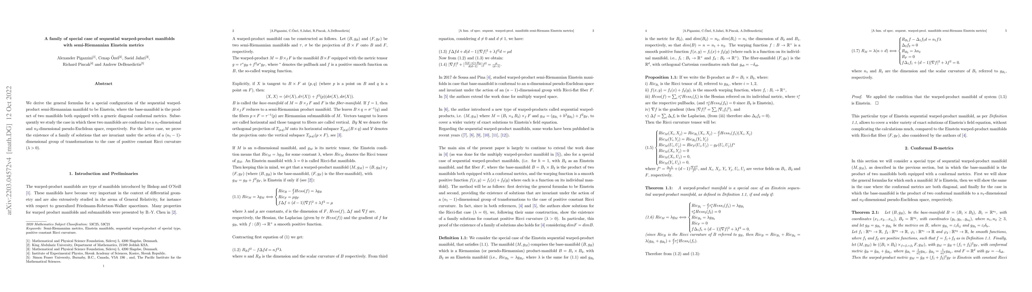 Thumbnail for A family of special case of sequential warped product manifolds with
  semi-Riemannian Einstein metrics