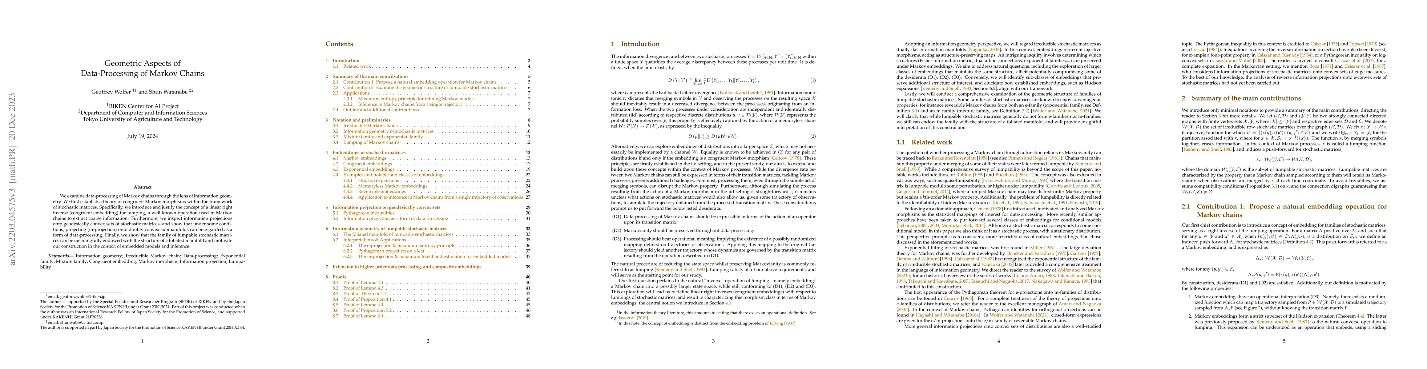 Thumbnail for Geometric Aspects of Data-Processing of Markov Chains