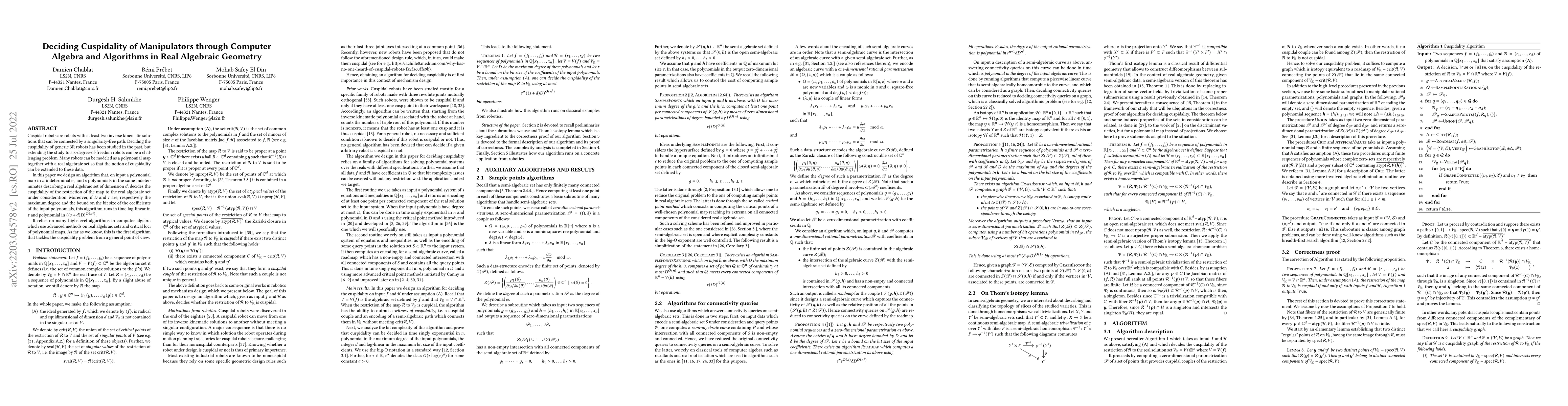 Thumbnail for Deciding Cuspidality of Manipulators through Computer Algebra and
  Algorithms in Real Algebraic Geometry