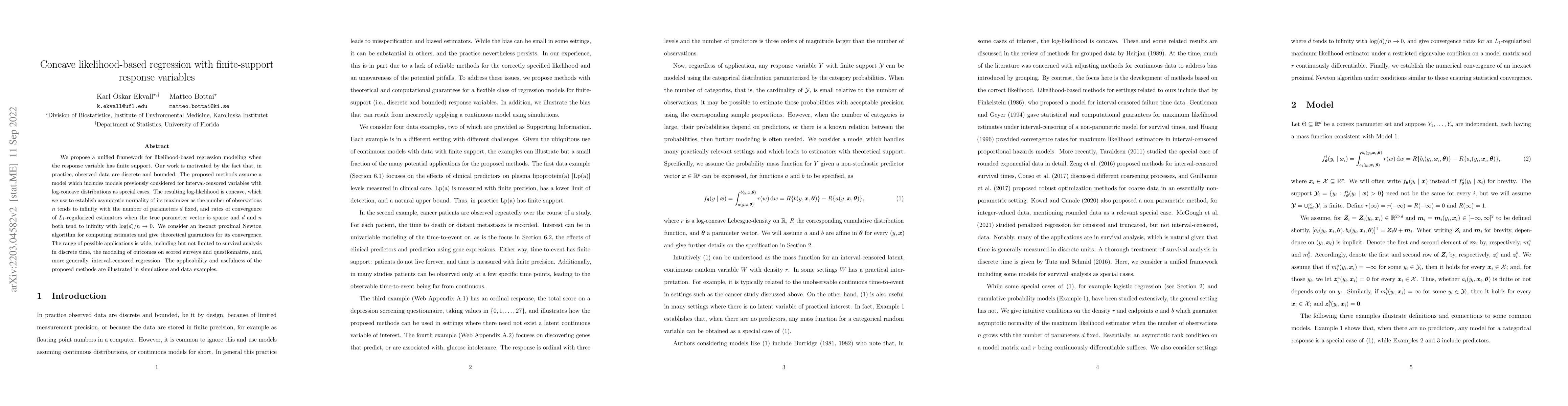 Thumbnail for Concave likelihood-based regression with finite-support response
  variables