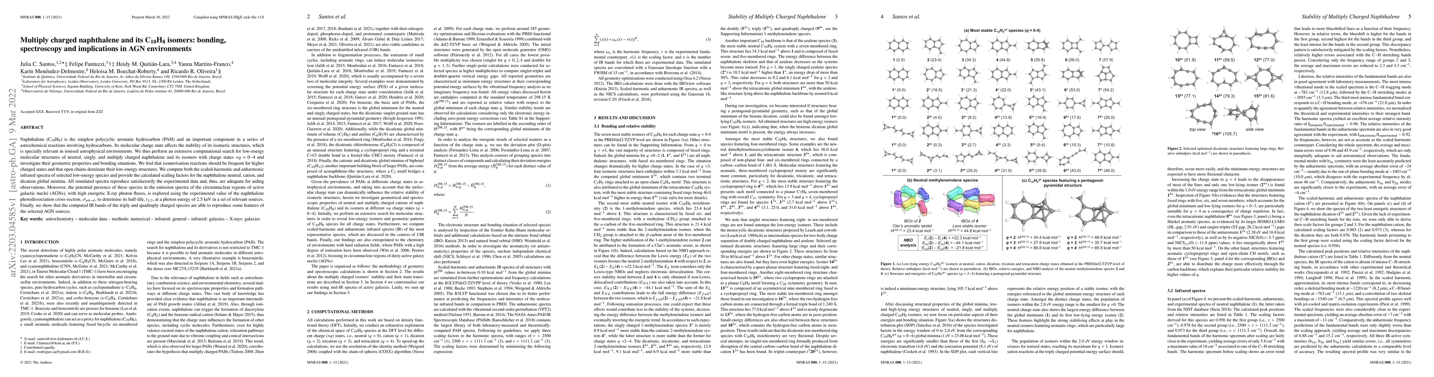Thumbnail for Multiply charged naphthalene and its C10H8 isomers: bonding,
  spectroscopy and implications in AGN environments