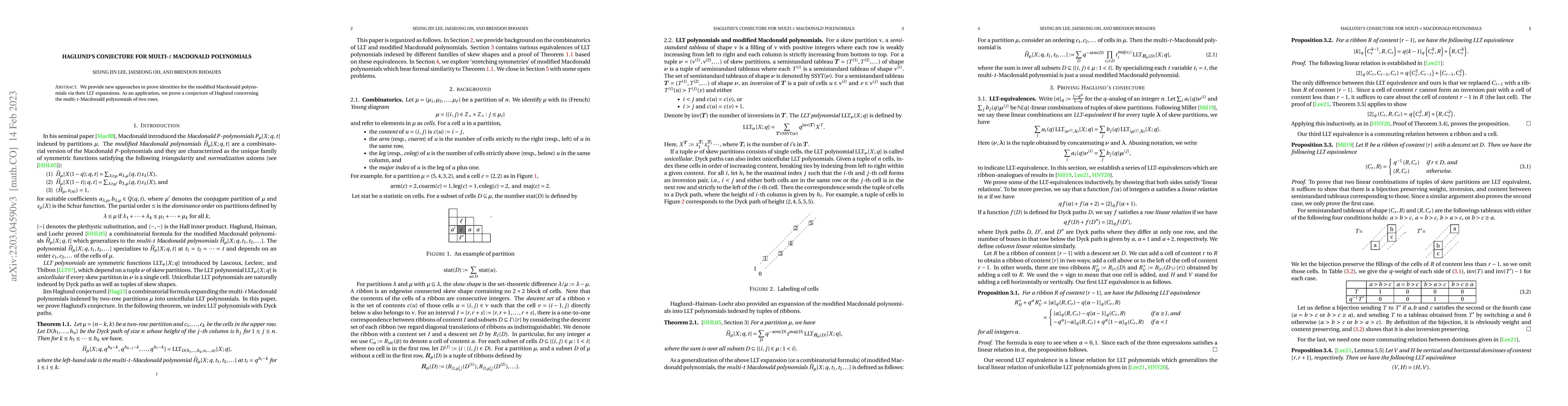 Thumbnail for Haglund's conjecture for multi-$t$ Macdonald polynomials