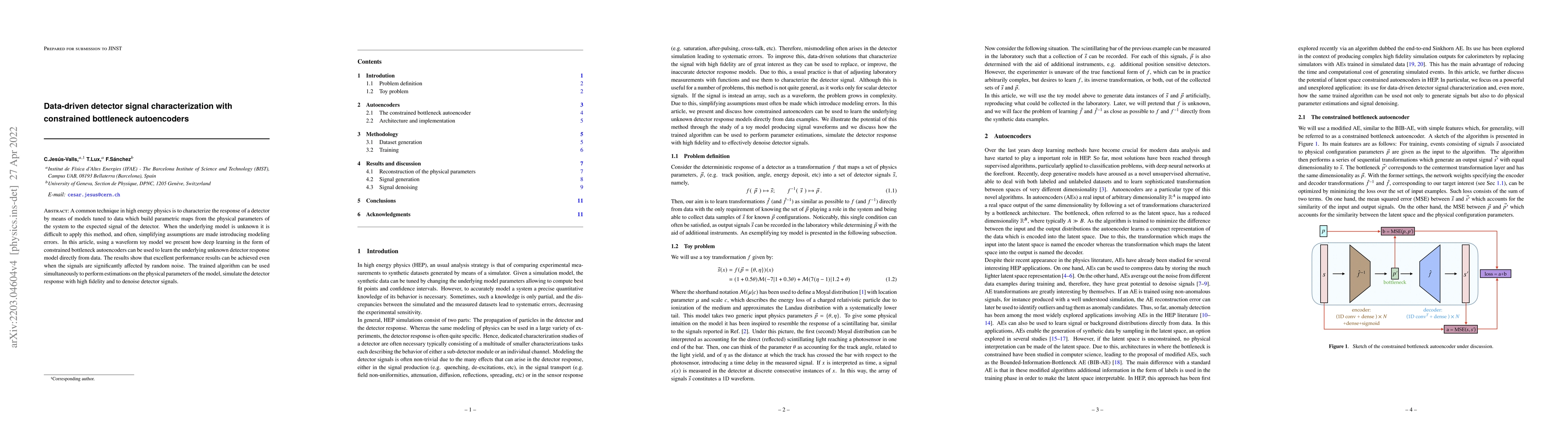 Thumbnail for Data-driven detector signal characterization with constrained bottleneck
  autoencoders