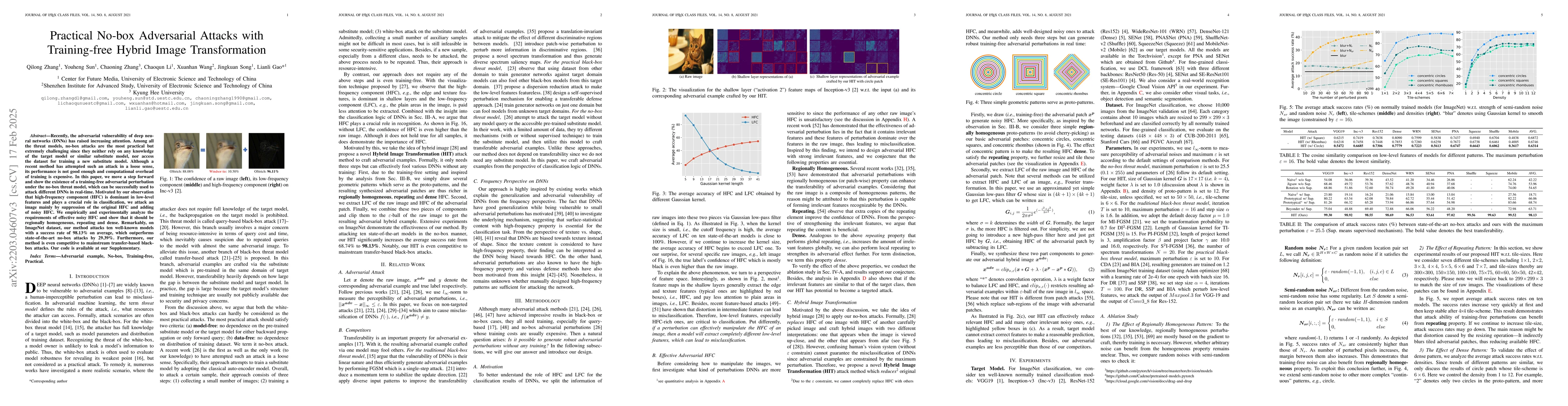 Thumbnail for Practical No-box Adversarial Attacks with Training-free Hybrid Image
  Transformation