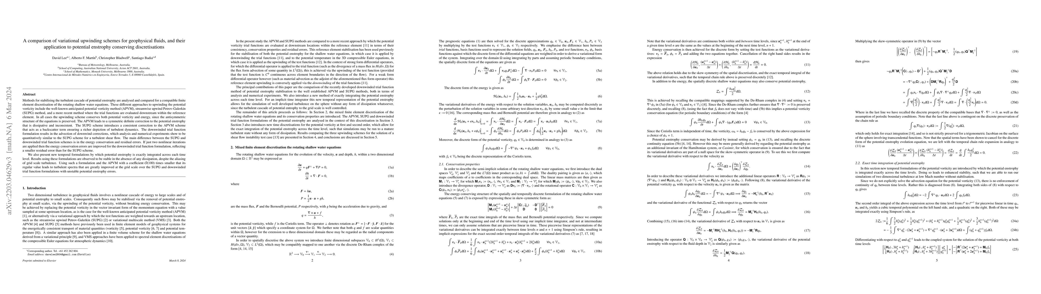 Thumbnail for A comparison of variational upwinding schemes for geophysical fluids,
  and their application to potential enstrophy conserving discretisations