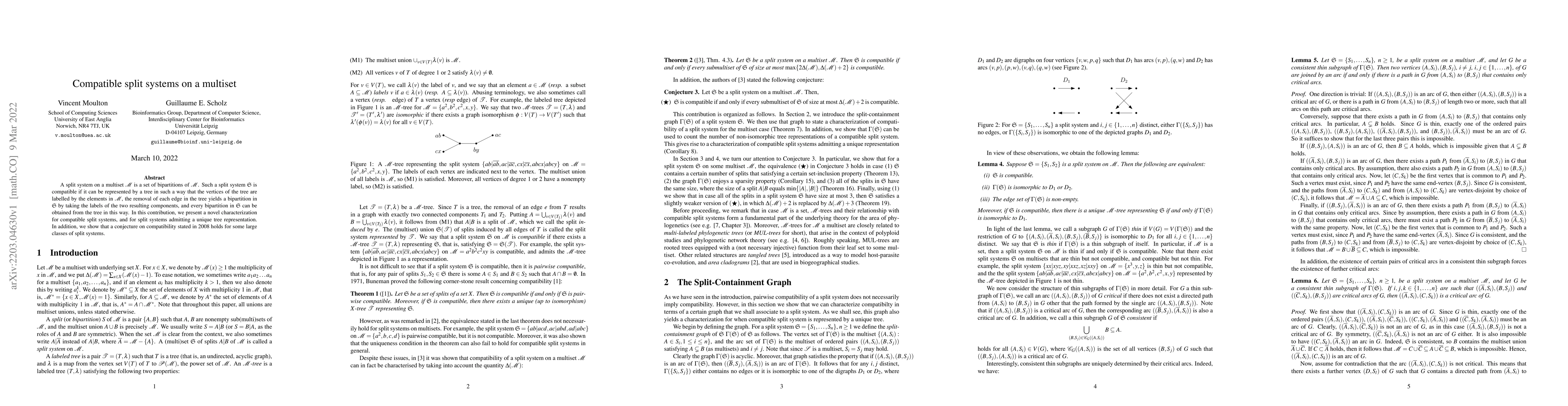 Thumbnail for Compatible split systems on a multiset