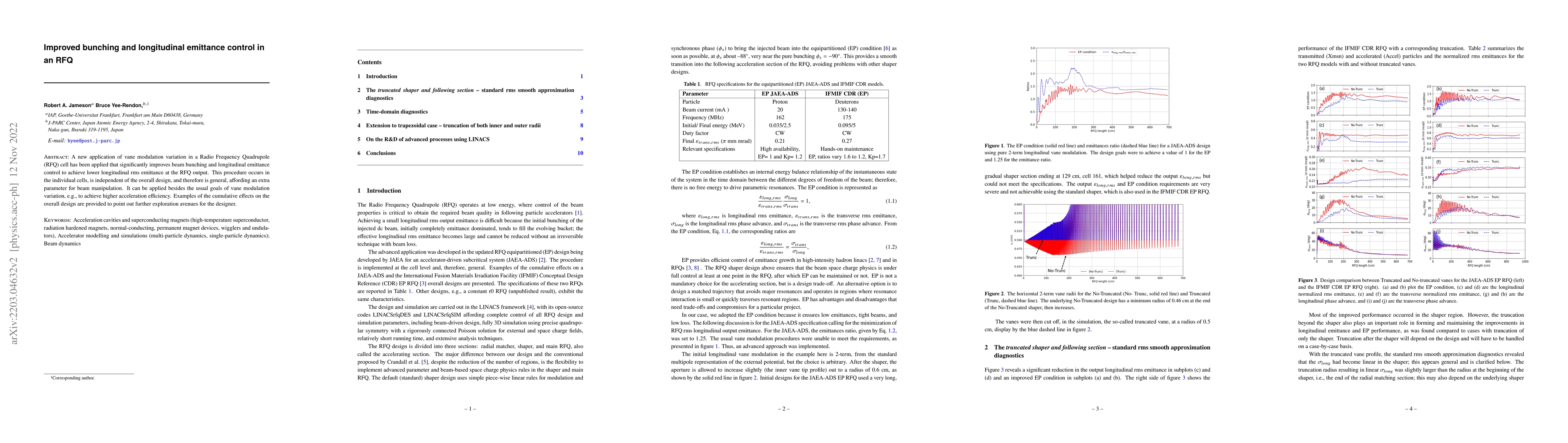 Thumbnail for Improved bunching and longitudinal emittance control in an RFQ