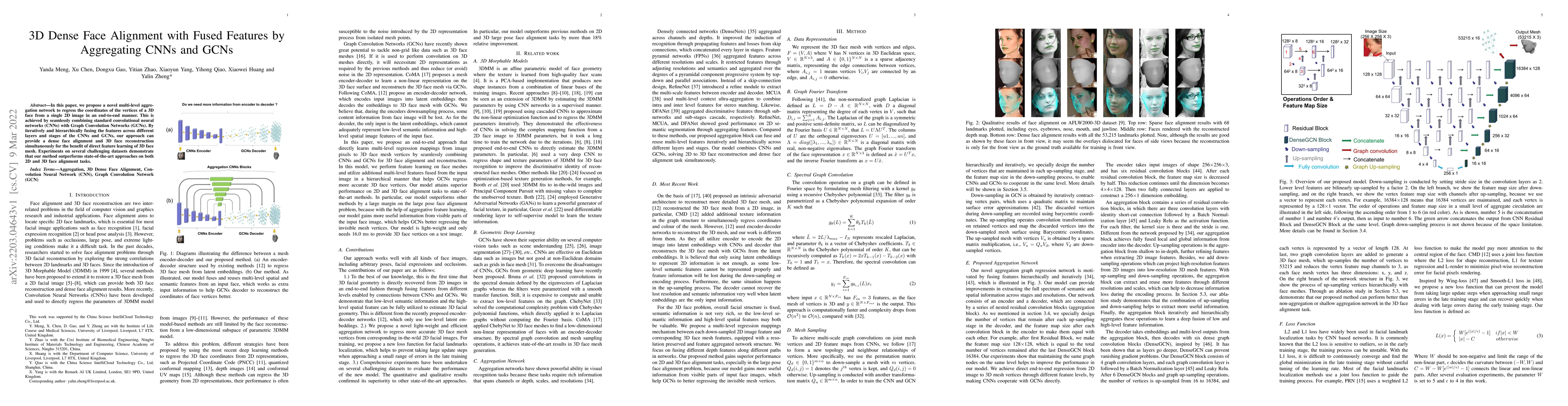 Thumbnail for 3D Dense Face Alignment with Fused Features by Aggregating CNNs and GCNs