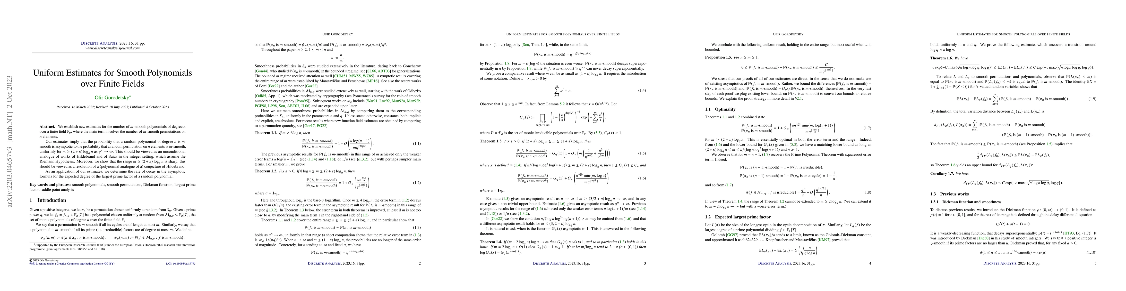 Thumbnail for Uniform estimates for smooth polynomials over finite fields