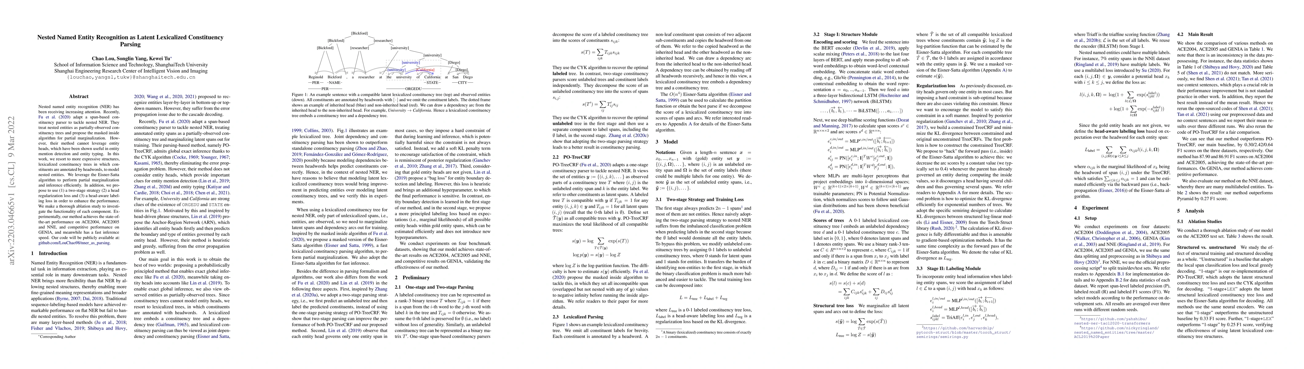 Thumbnail for Nested Named Entity Recognition as Latent Lexicalized Constituency
  Parsing
