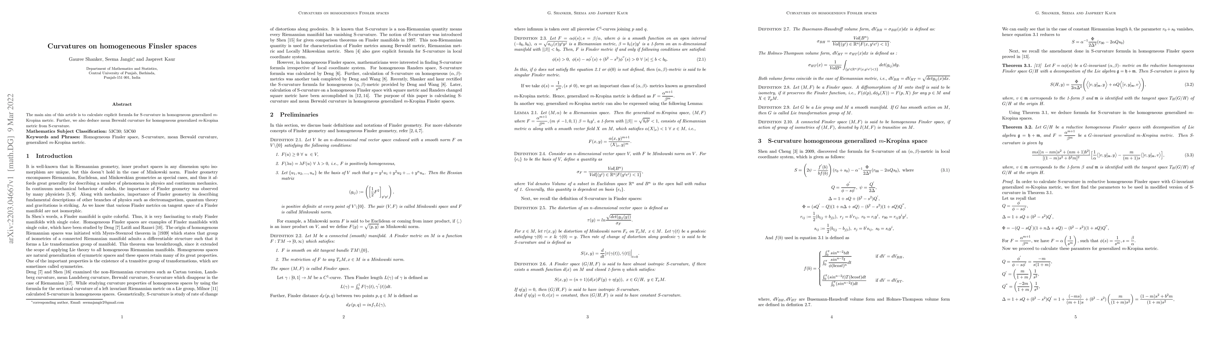 Thumbnail for Curvatures on homogeneous Finsler spaces