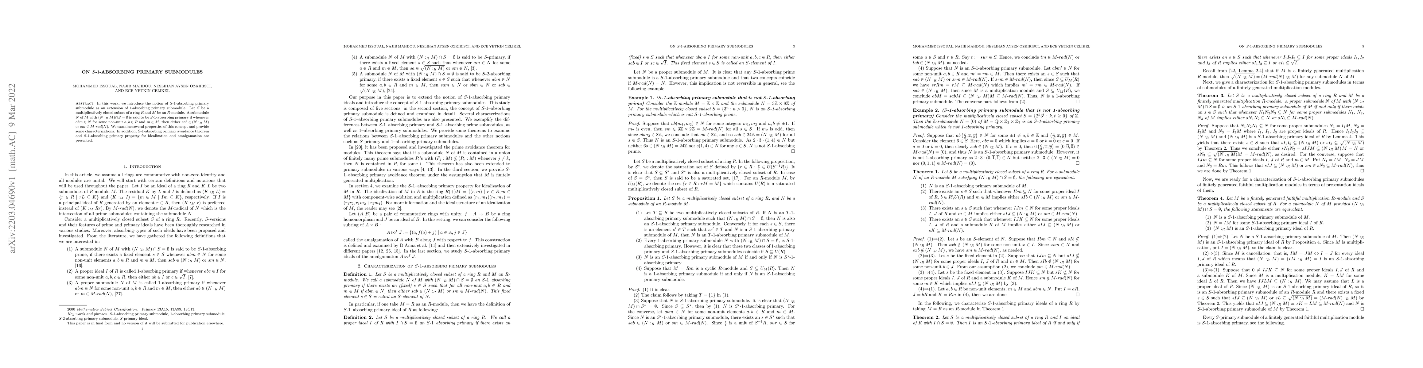 Thumbnail for S-1-absorbing primary submodules