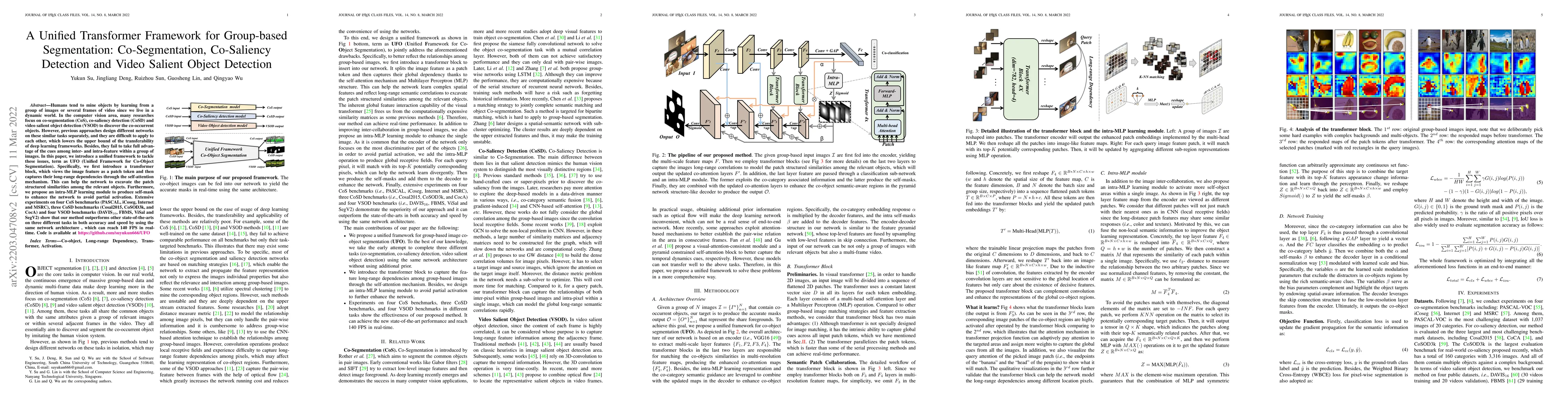 Thumbnail for A Unified Transformer Framework for Group-based Segmentation:
  Co-Segmentation, Co-Saliency Detection and Video Salient Object Detection