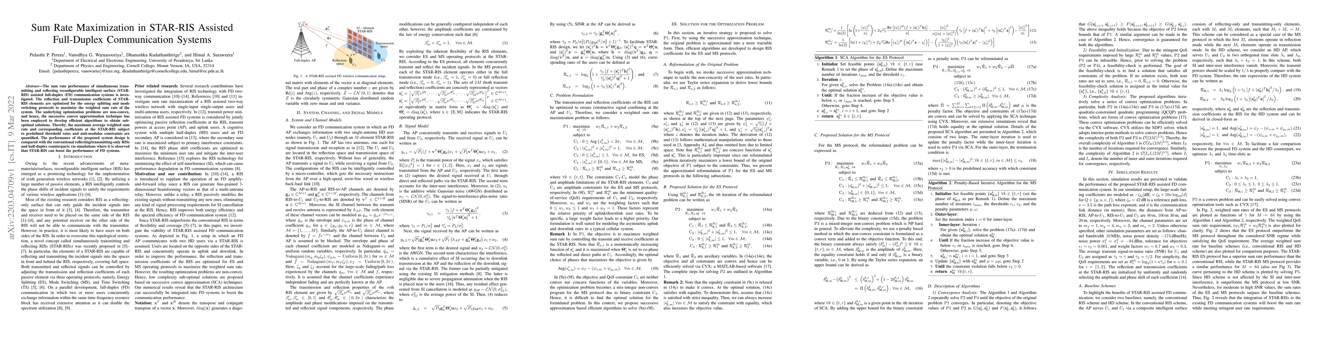 Thumbnail for Sum Rate Maximization in STAR-RIS Assisted Full-Duplex Communication
  Systems