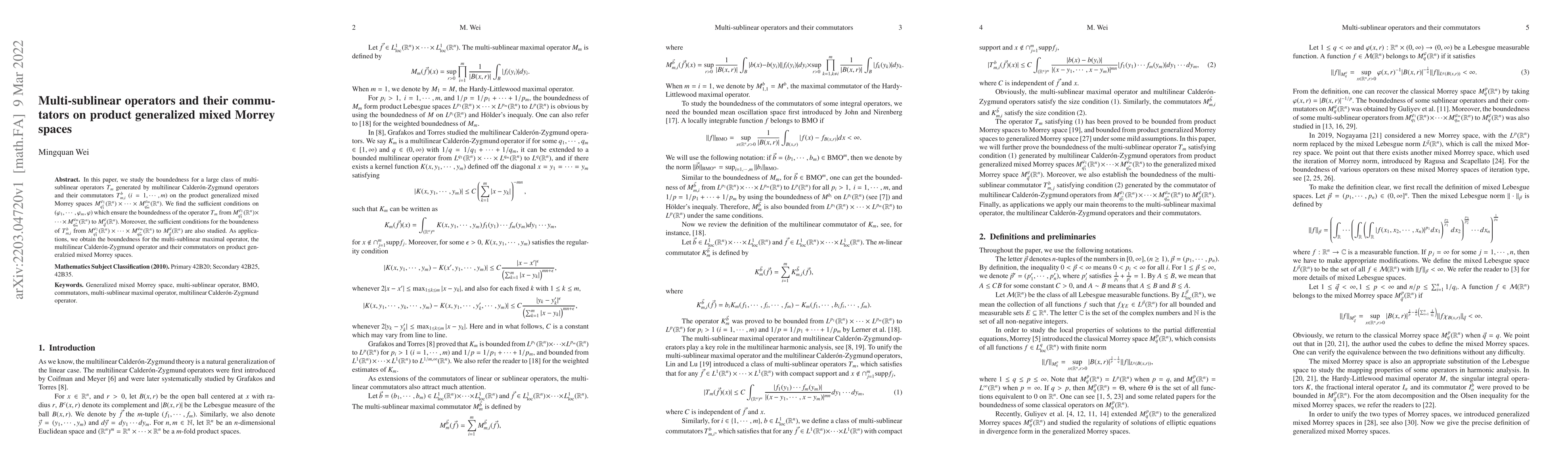 Thumbnail for Multi-sublinear operators and their commutators on product generalized
  mixed Morrey spaces