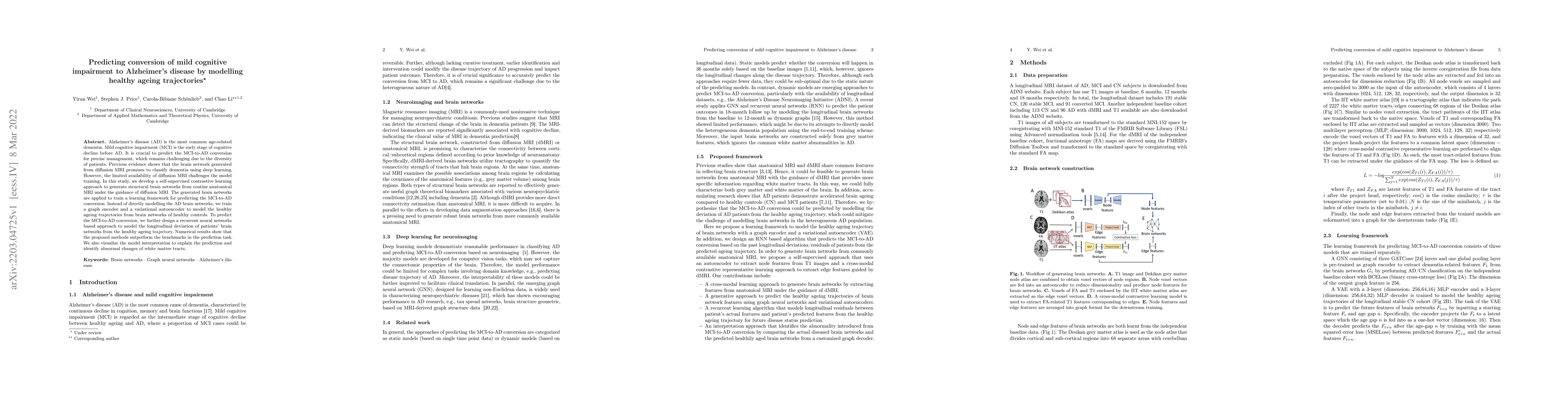 Thumbnail for Predicting conversion of mild cognitive impairment to Alzheimer's
  disease