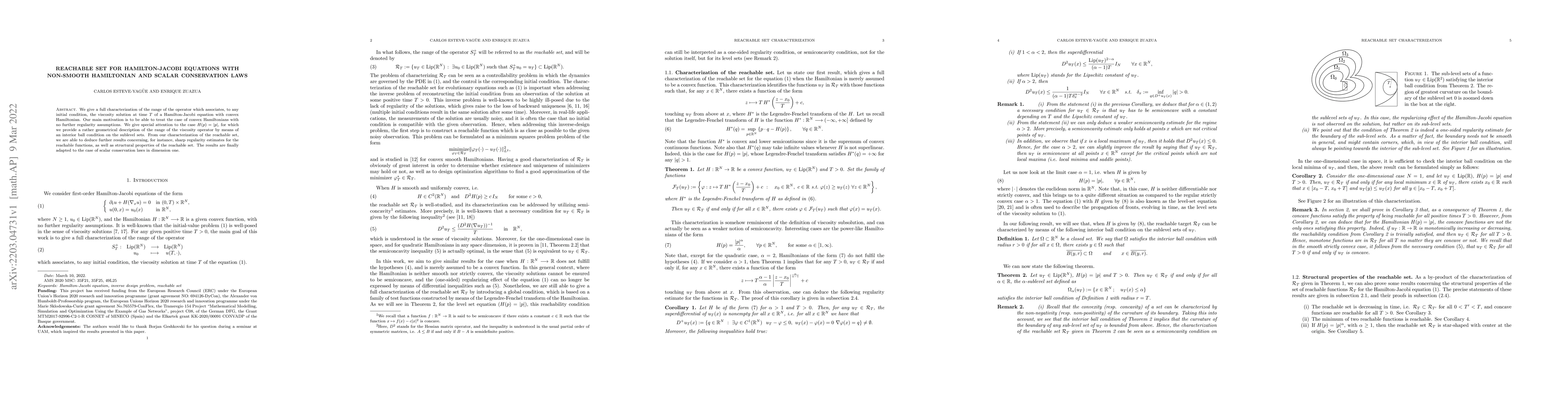 Thumbnail for Reachable set for Hamilton-Jacobi equations with non-smooth Hamiltonian
  and scalar conservation laws