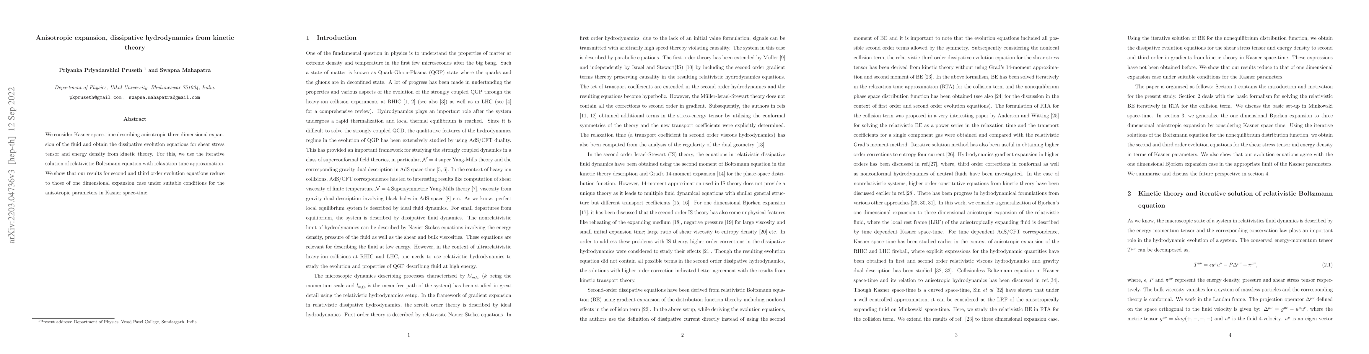 Thumbnail for Anisotropic expansion, dissipative hydrodynamics from kinetic theory